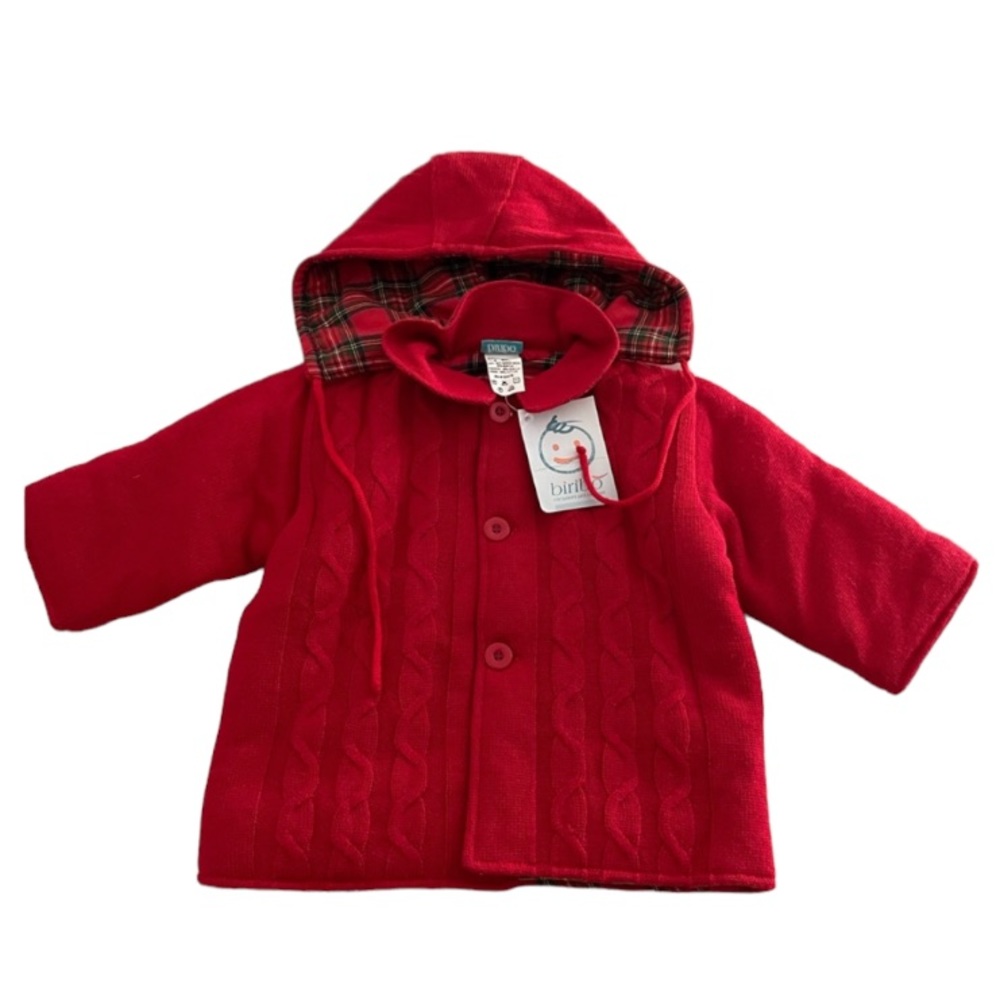 Italian Red Biribo Baby Boy Thick Sweater Jacket size 6 months